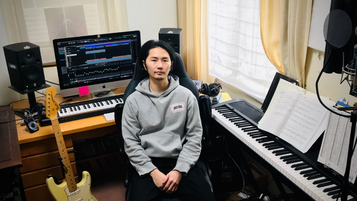 Joji katsuike in his music production studio