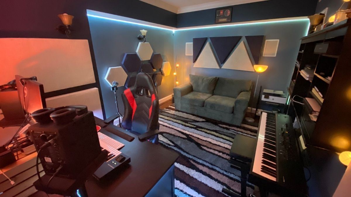 Kaleb Stock's home music production studio